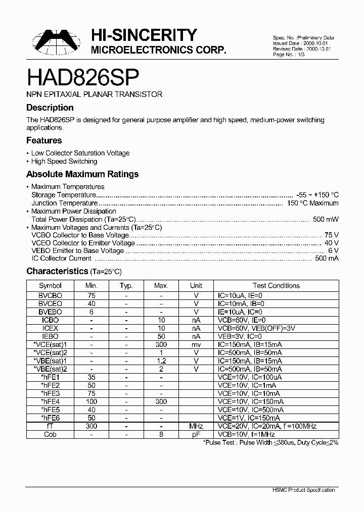 HAD826SP_233945.PDF Datasheet