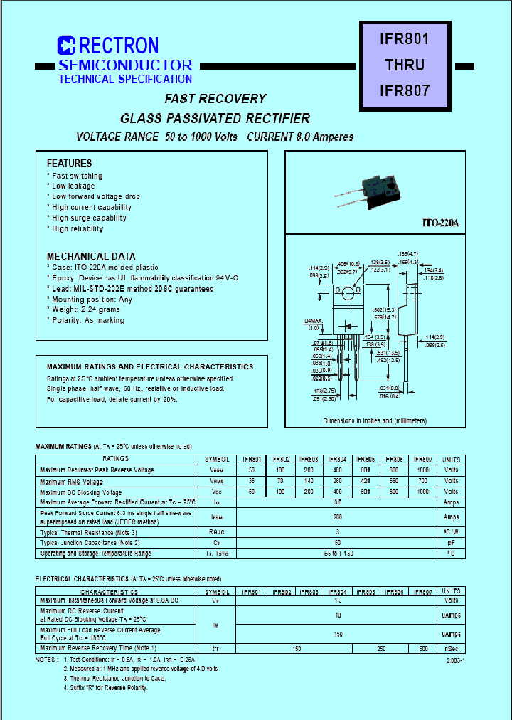 IFR801_260885.PDF Datasheet