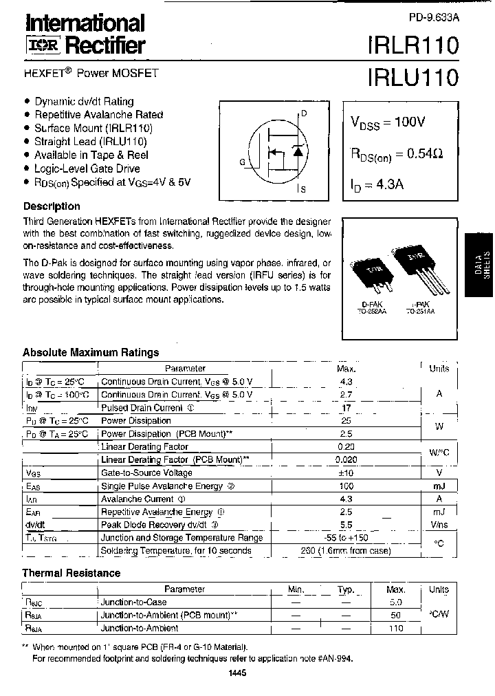 IRLR110_254087.PDF Datasheet