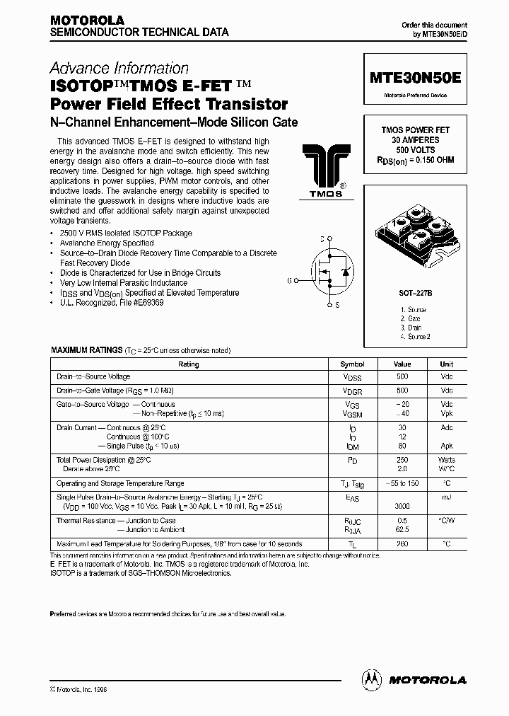 MTE30N50E_262687.PDF Datasheet