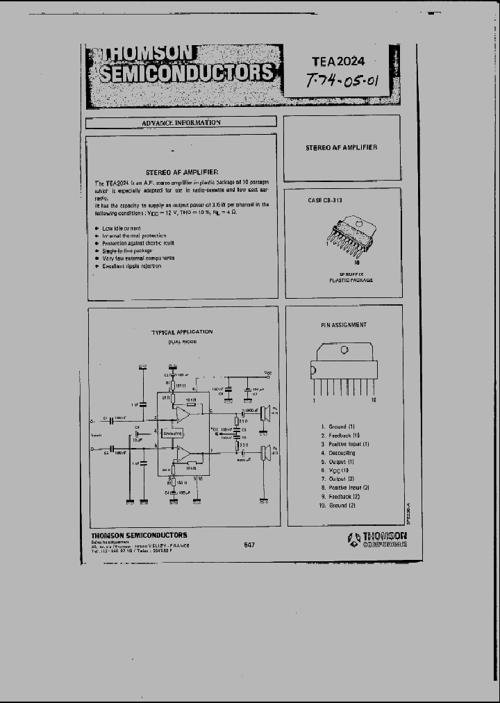 TEA2024_224307.PDF Datasheet