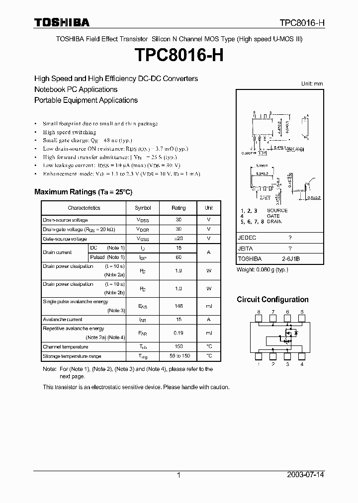 TPC8016-H_215308.PDF Datasheet