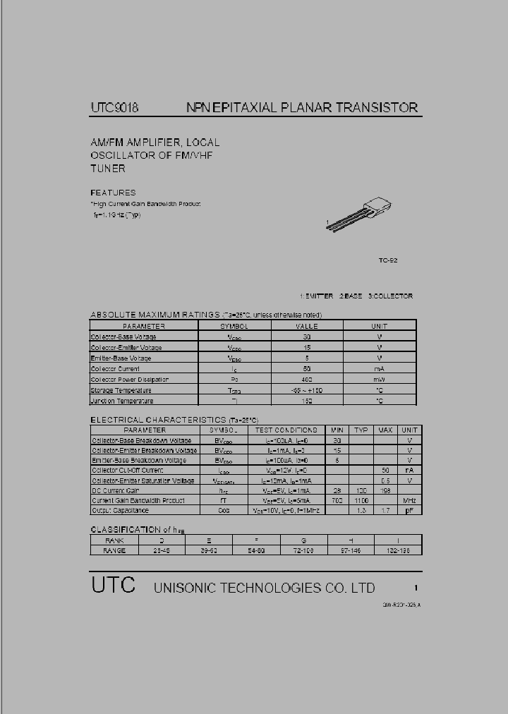 UTC9018_234373.PDF Datasheet