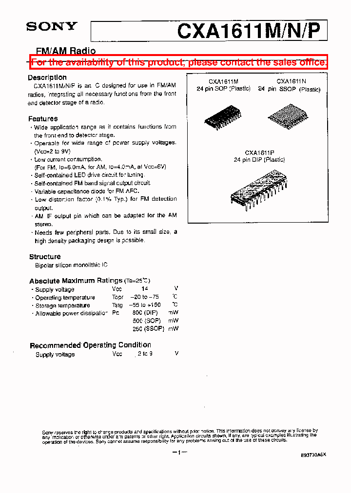 CXA1611M_212686.PDF Datasheet