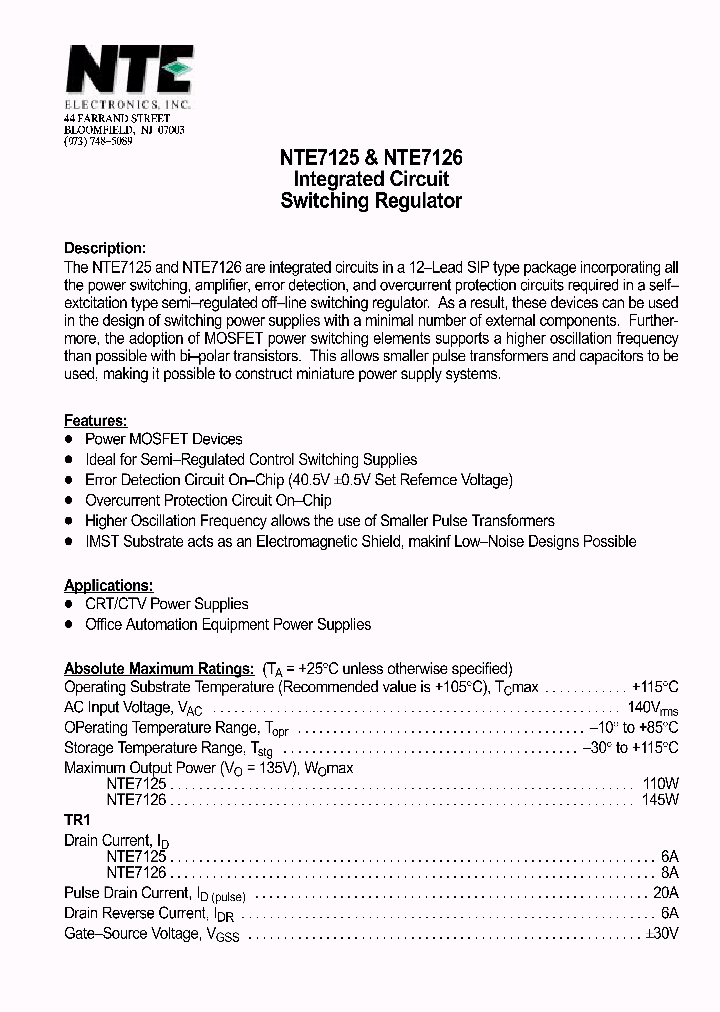 NTE7125_218996.PDF Datasheet