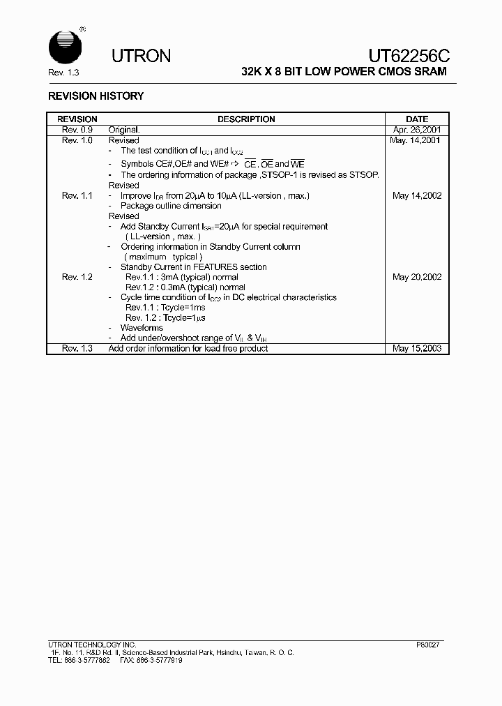 UT62256CPC_164190.PDF Datasheet