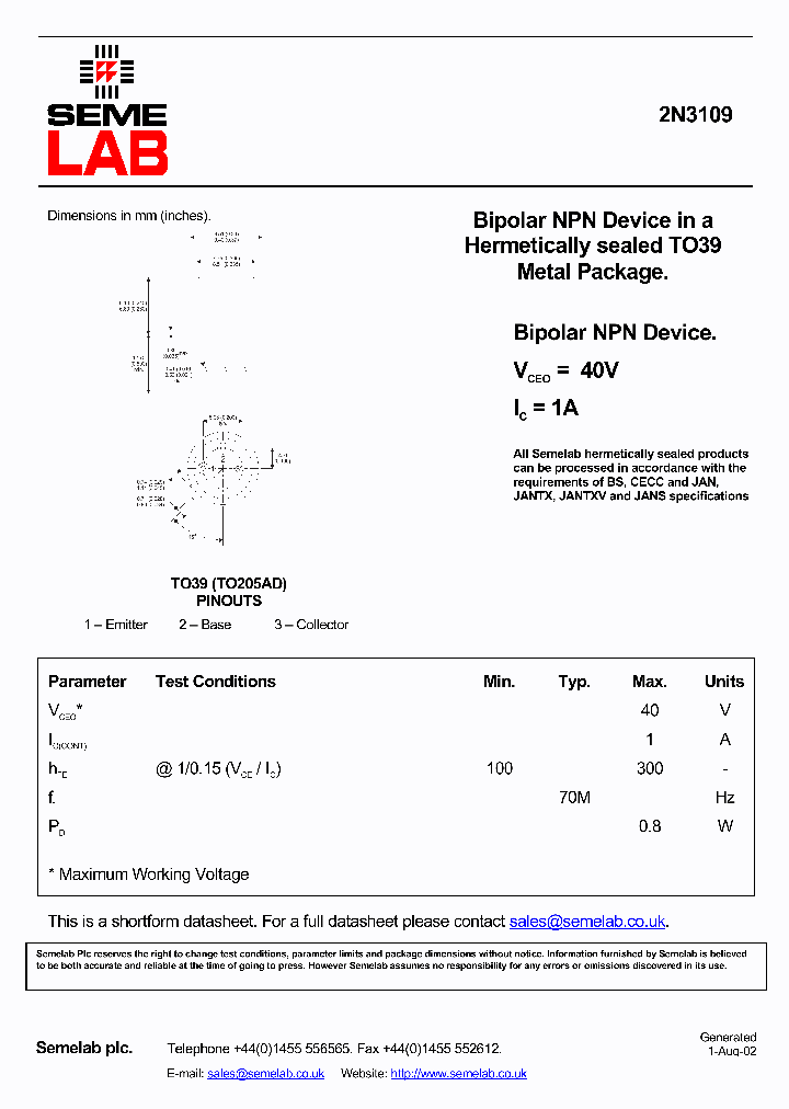 2N3109_309227.PDF Datasheet