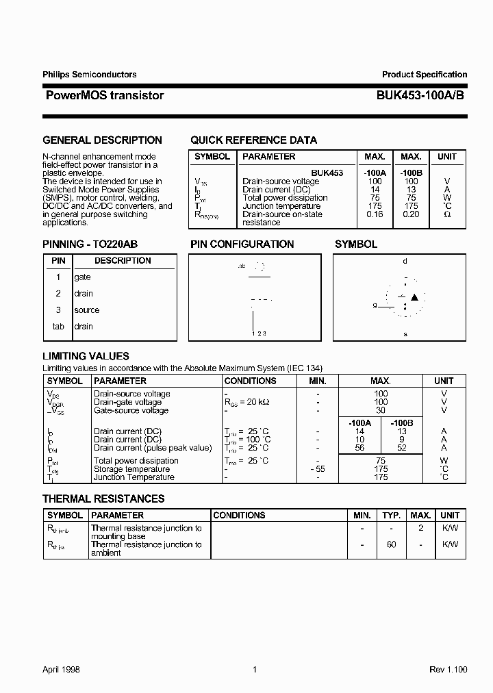 BUK453-100_328459.PDF Datasheet