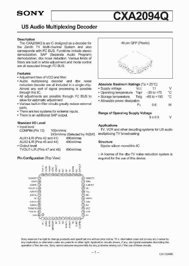 CXA2094_101588.PDF Datasheet