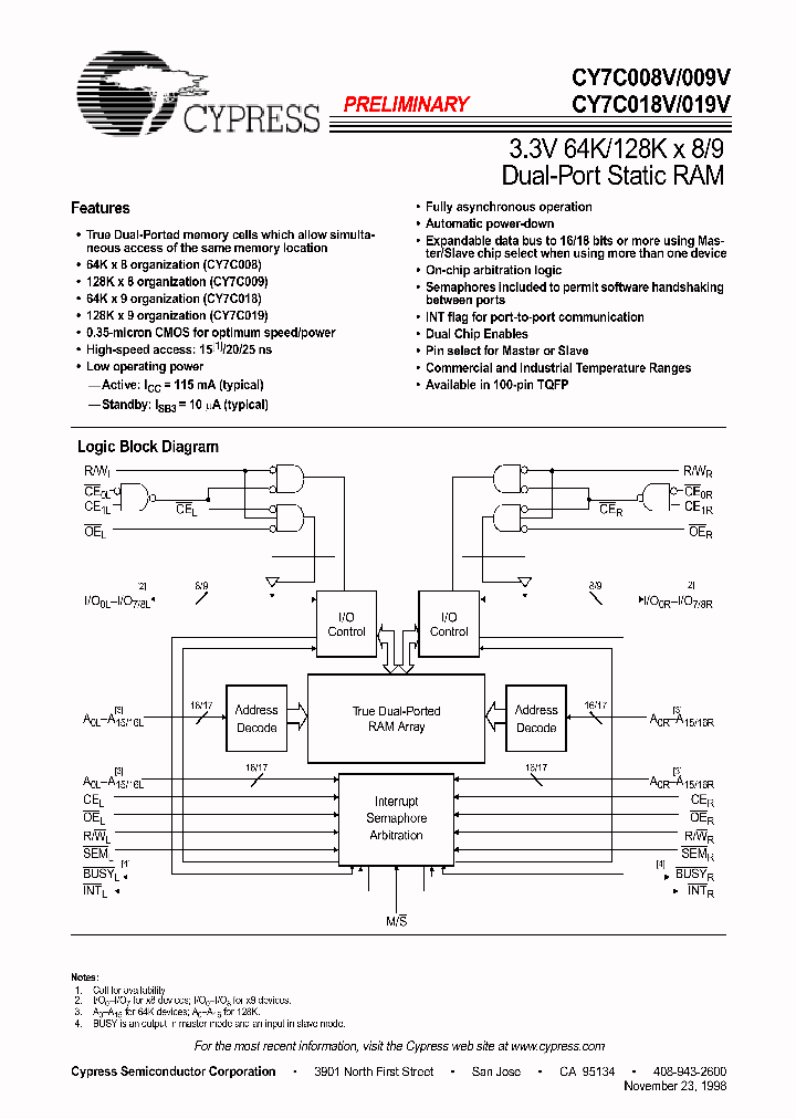 CY7C018_320903.PDF Datasheet