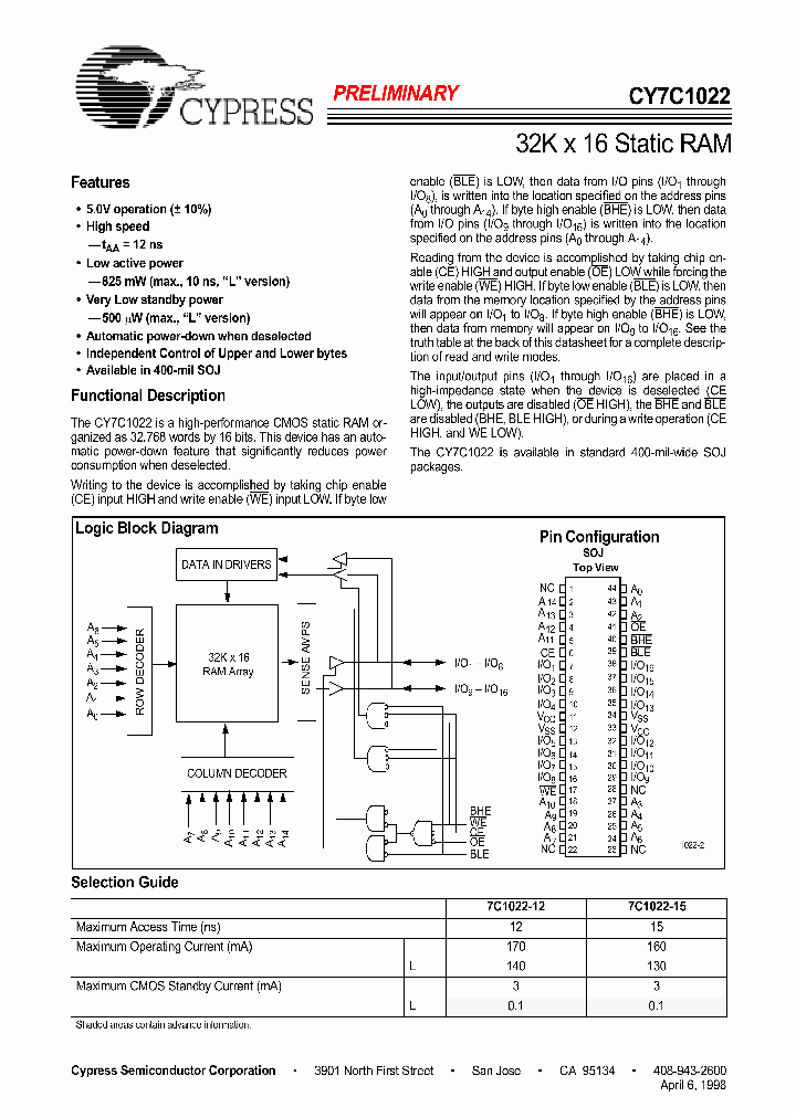 CY7C1022_327825.PDF Datasheet