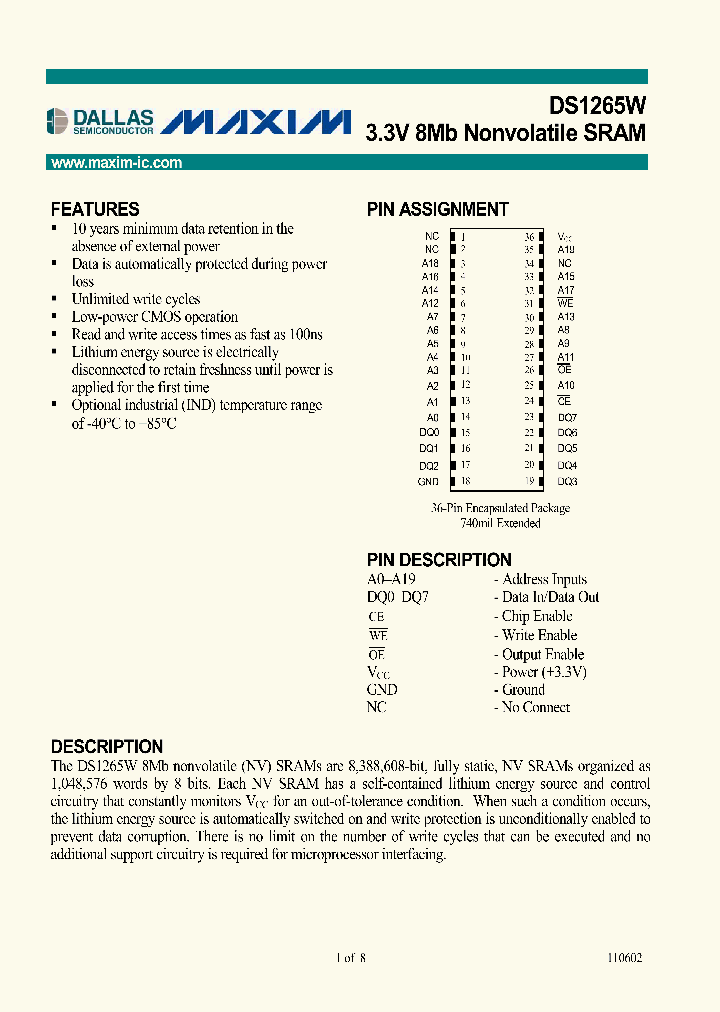 DS1265W_336553.PDF Datasheet