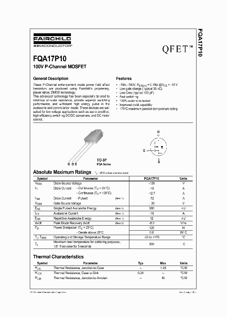 FQA17P10_327510.PDF Datasheet