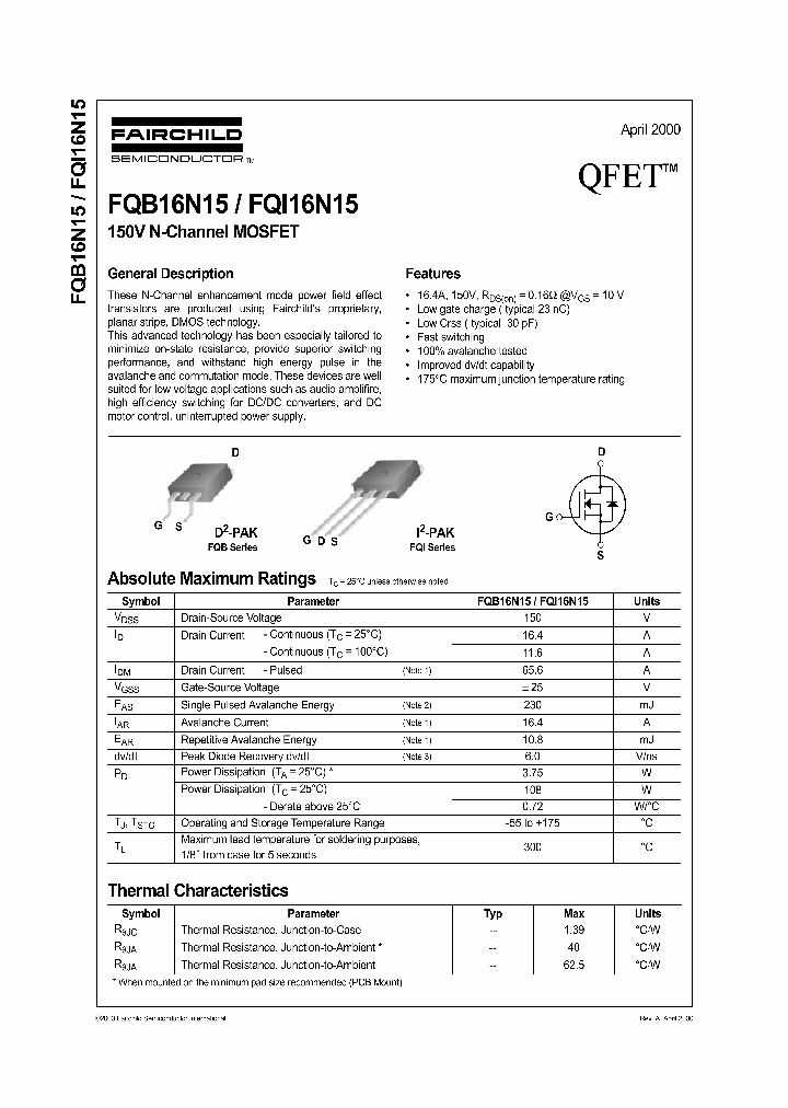 FQB16N15_359567.PDF Datasheet