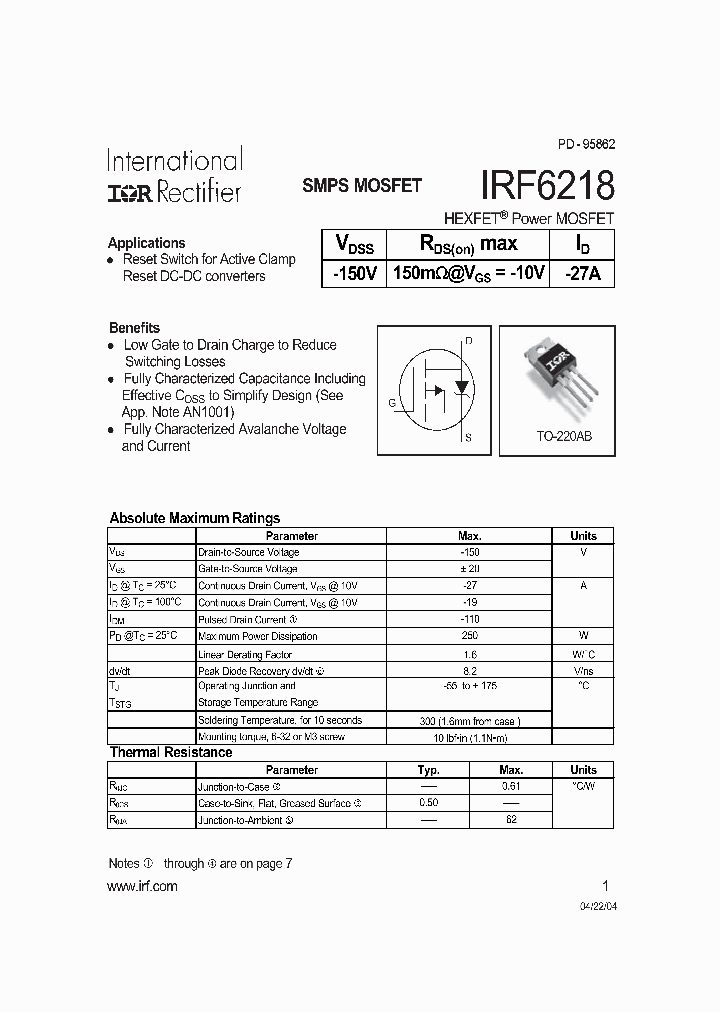 IRF6218_200156.PDF Datasheet