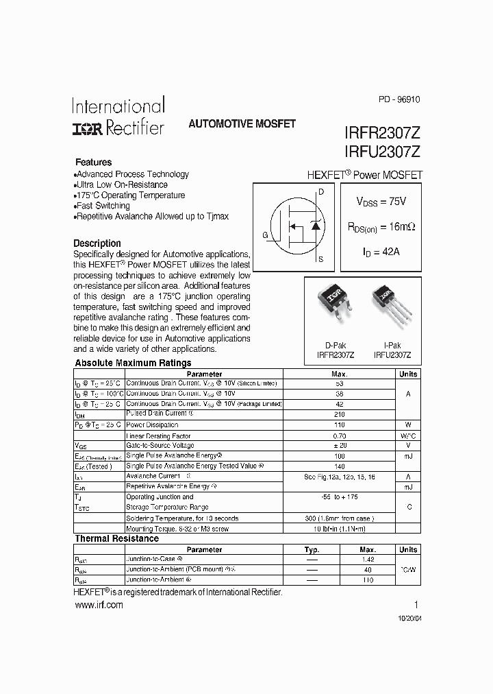 IRFU2307Z_362327.PDF Datasheet