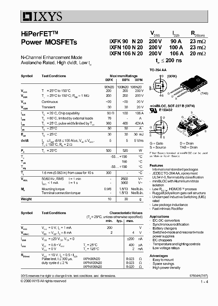 IXFN106N20_307909.PDF Datasheet