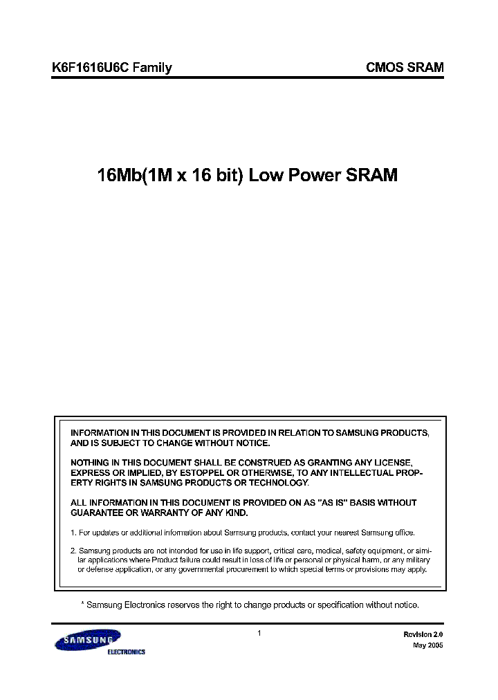 K6F1616U6CNBSP_185375.PDF Datasheet