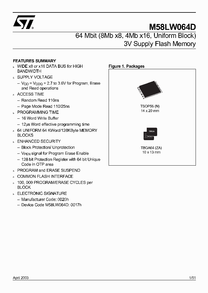 M58LW064D_331571.PDF Datasheet