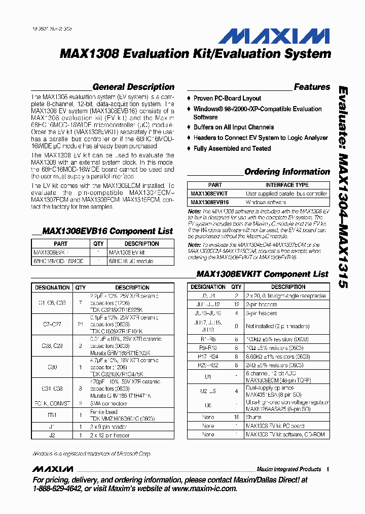 MAX1308EVKIT_318054.PDF Datasheet