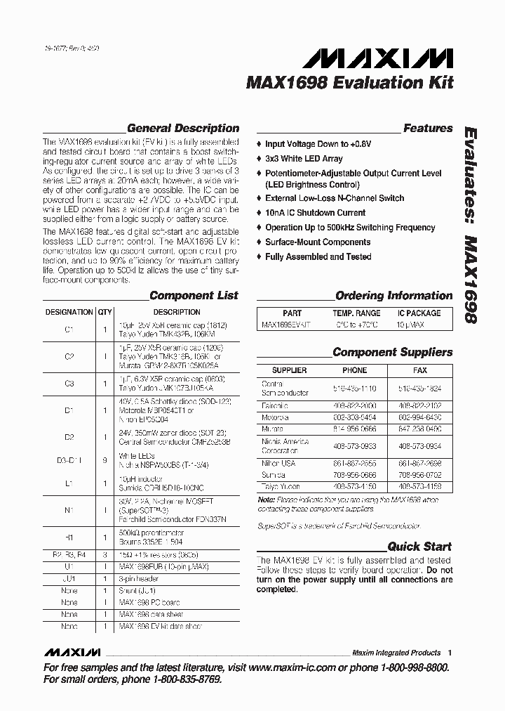 MAX1698EVKIT_377508.PDF Datasheet