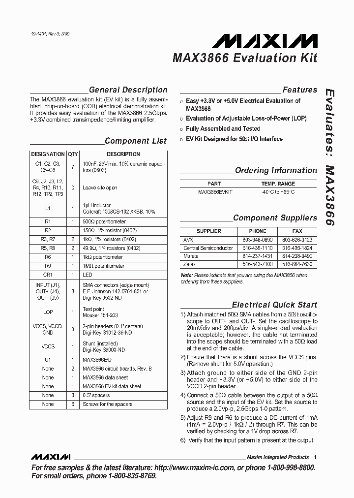 MAX3866EVKIT_316968.PDF Datasheet