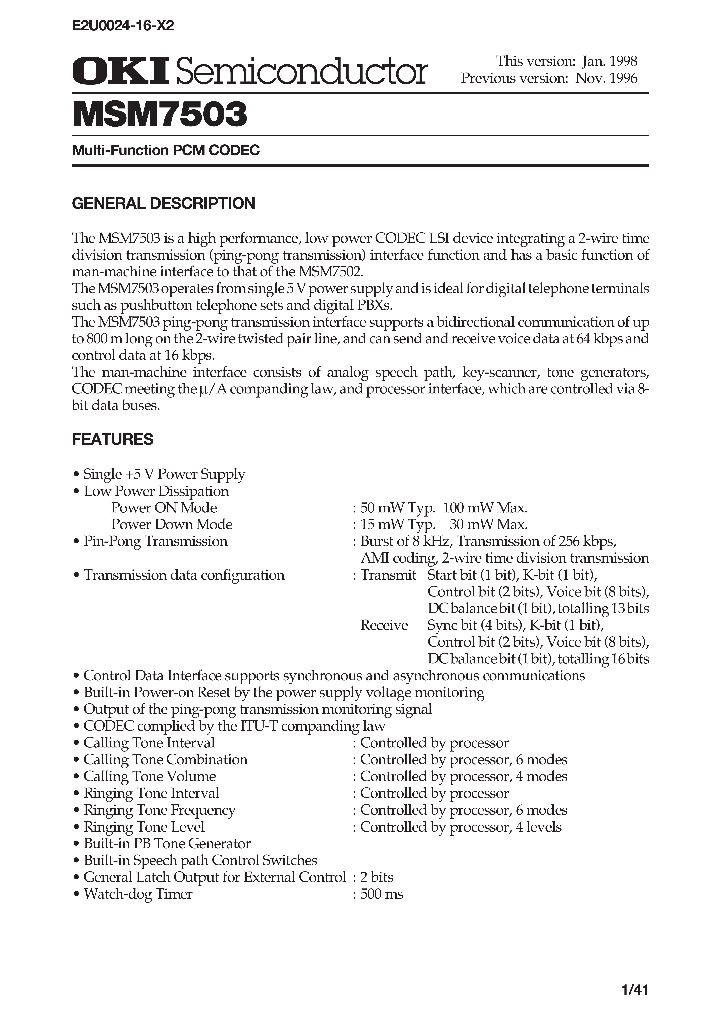 MSM7503_318493.PDF Datasheet