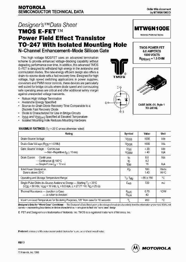 MTW6N100E_233836.PDF Datasheet