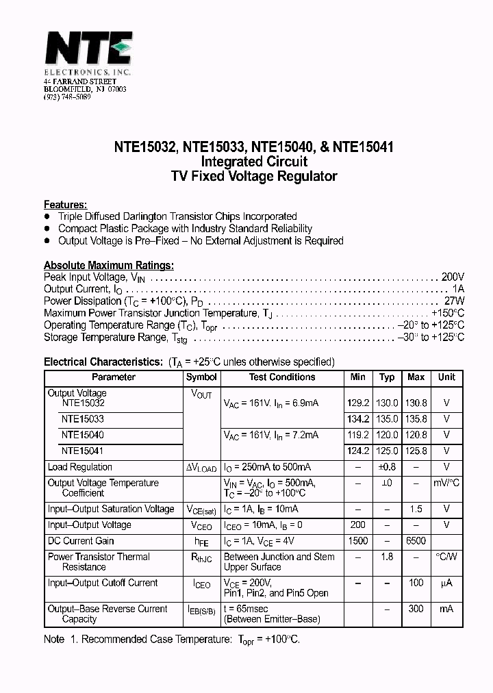 NTE15032_341362.PDF Datasheet