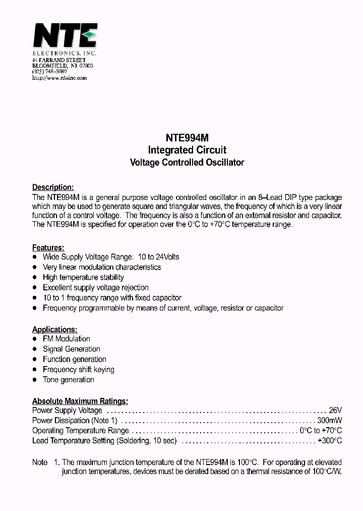 NTE994M_377048.PDF Datasheet