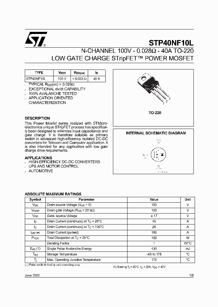 P40NF10L_380258.PDF Datasheet