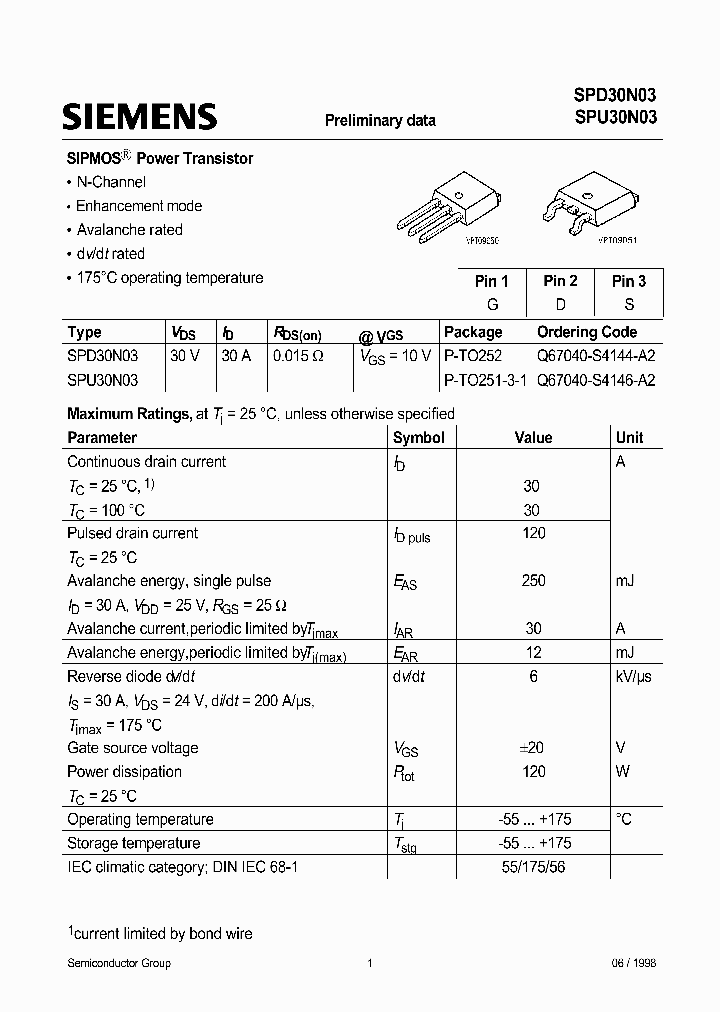 SPU30N03_331499.PDF Datasheet