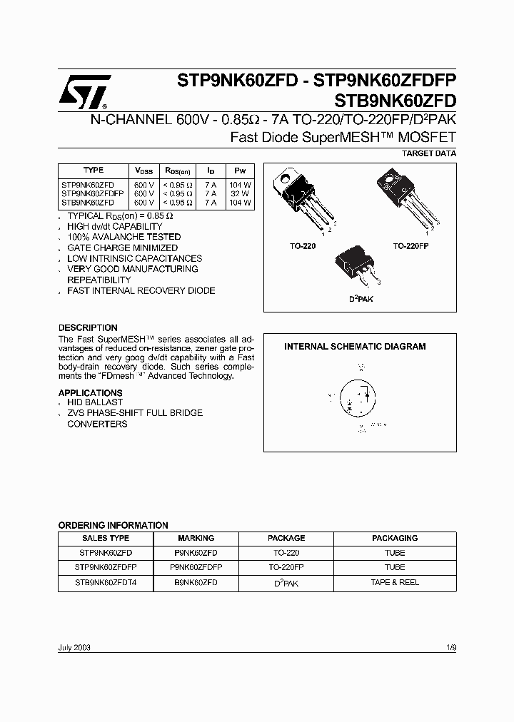 STP9NK60ZFDFP_334264.PDF Datasheet