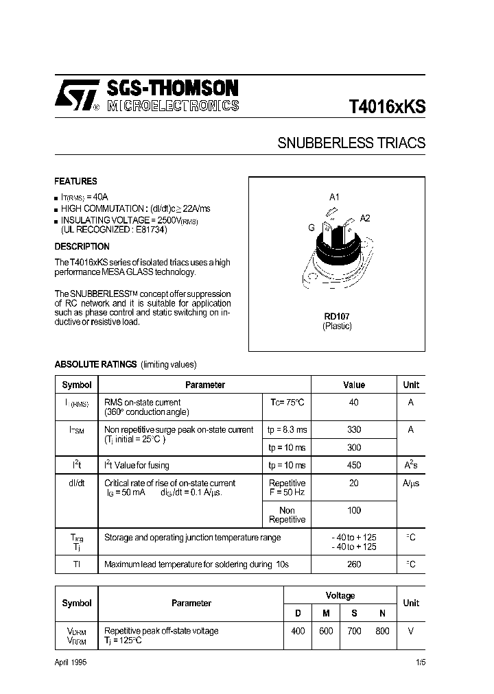 T4016XKS_318879.PDF Datasheet