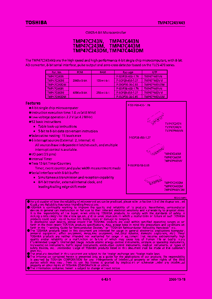 TMP47C443DM_333358.PDF Datasheet