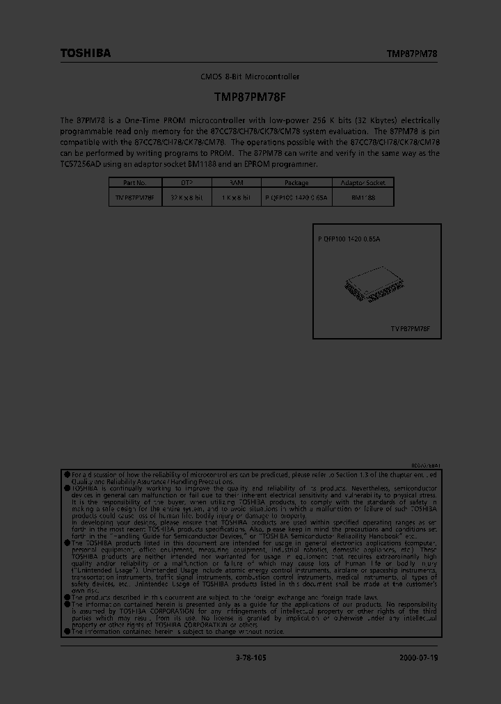 TMP87PM78F_331266.PDF Datasheet