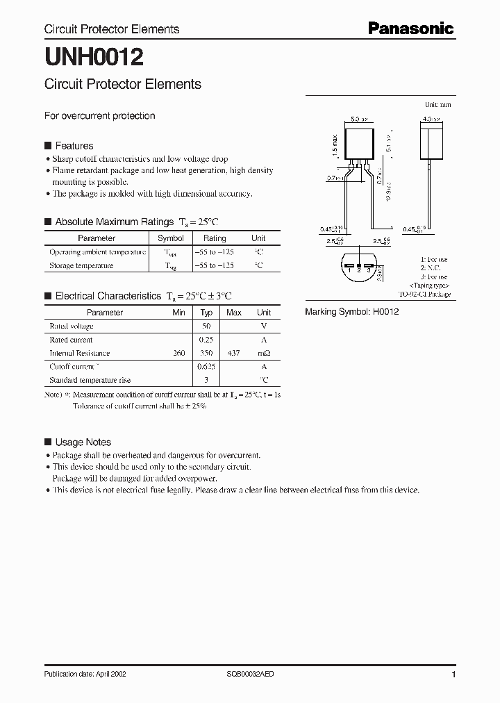 UNH0012_311074.PDF Datasheet