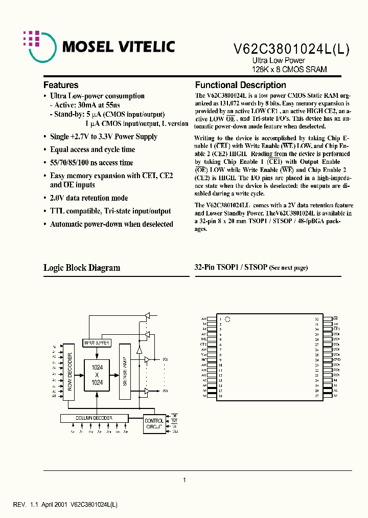 V62C3801024L-100T_379598.PDF Datasheet