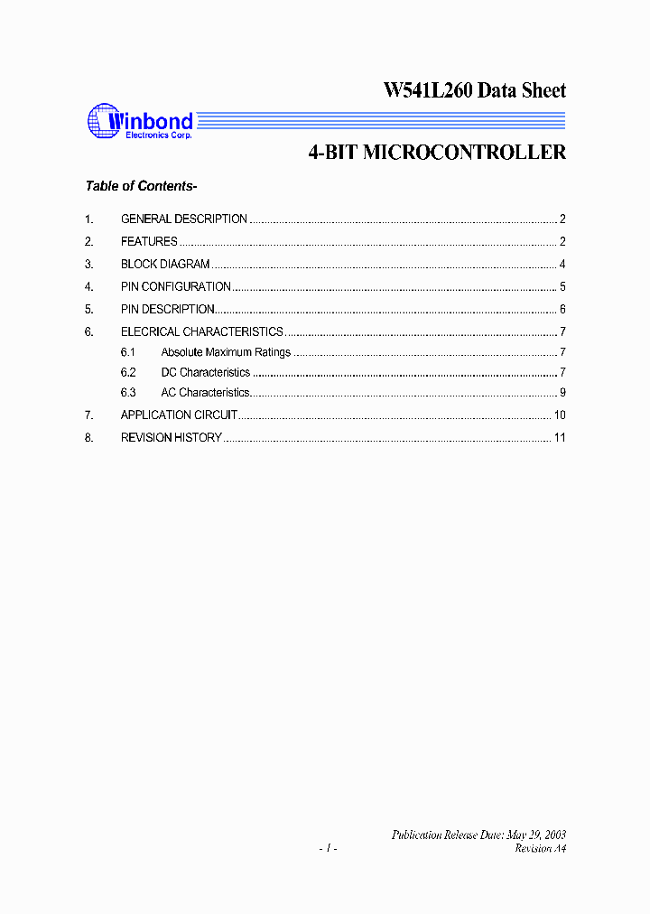 W541L260_201305.PDF Datasheet