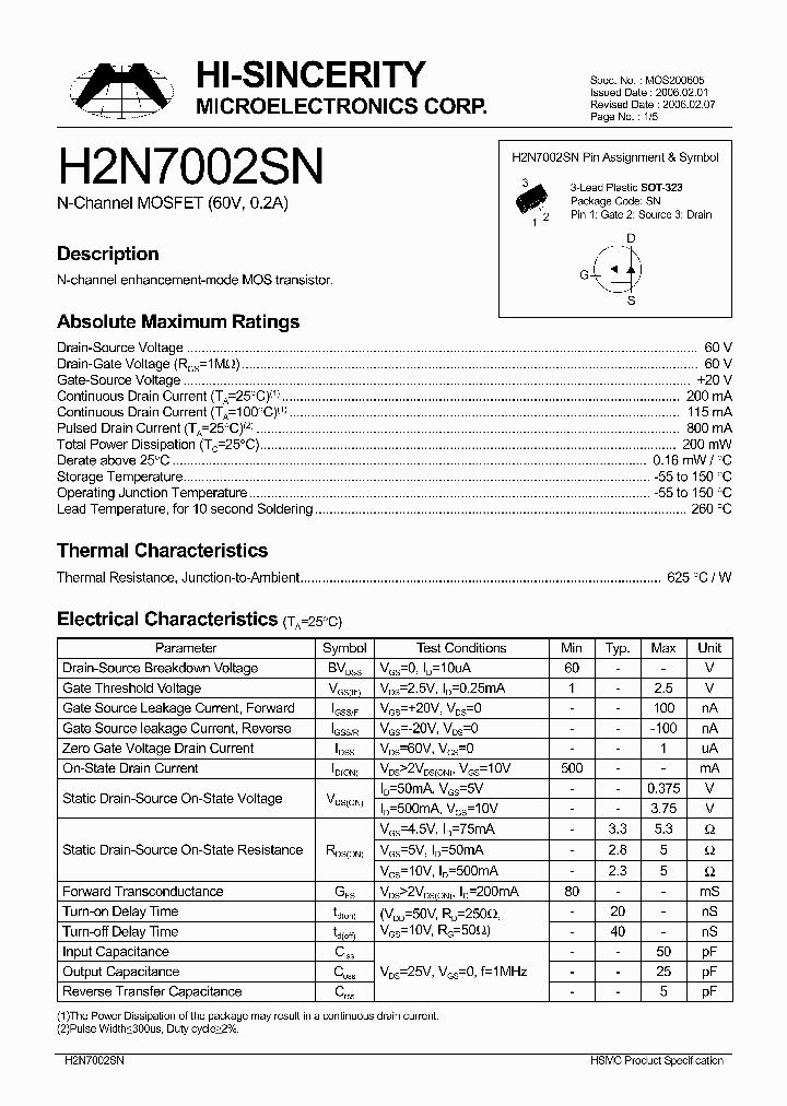 H2N7002SN_395688.PDF Datasheet