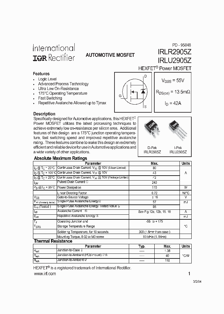 IRLU2905Z_401291.PDF Datasheet