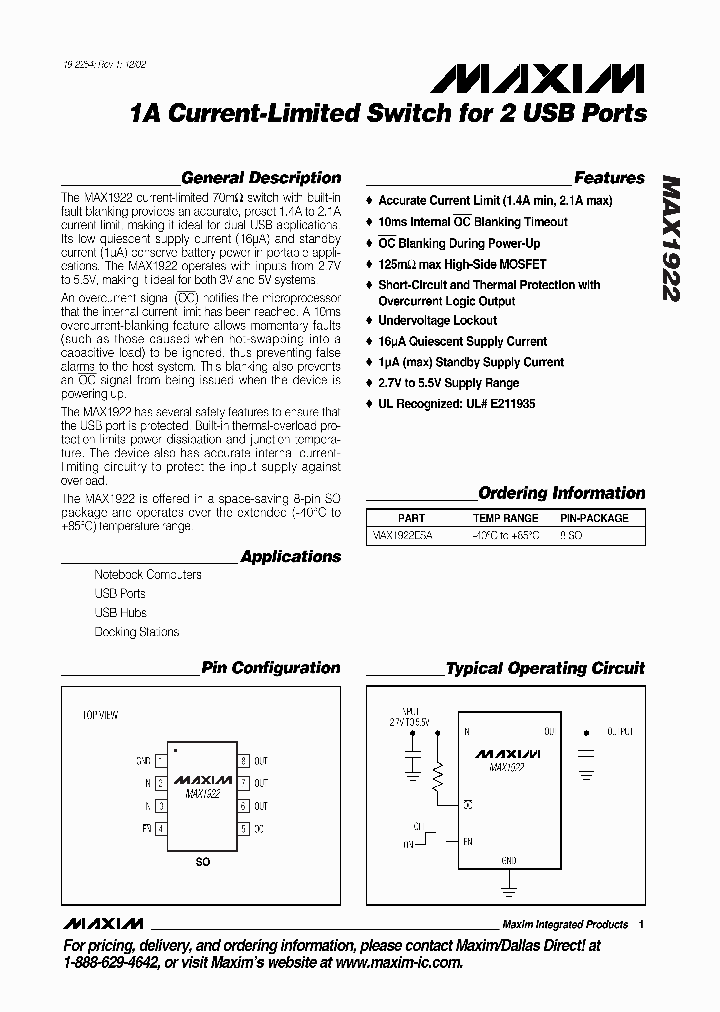 MAX1922_389314.PDF Datasheet