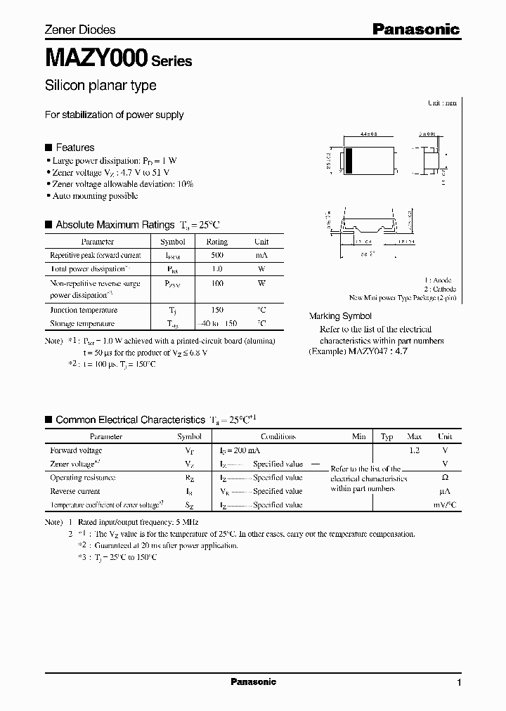 MAZY100_401901.PDF Datasheet