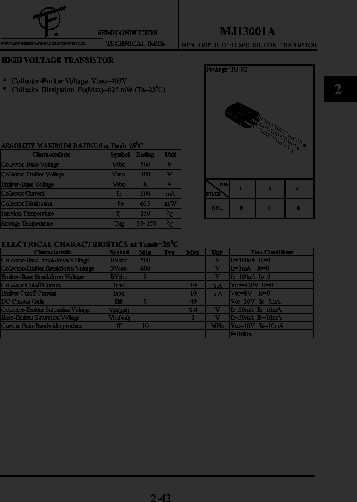 MJ13001A_402708.PDF Datasheet