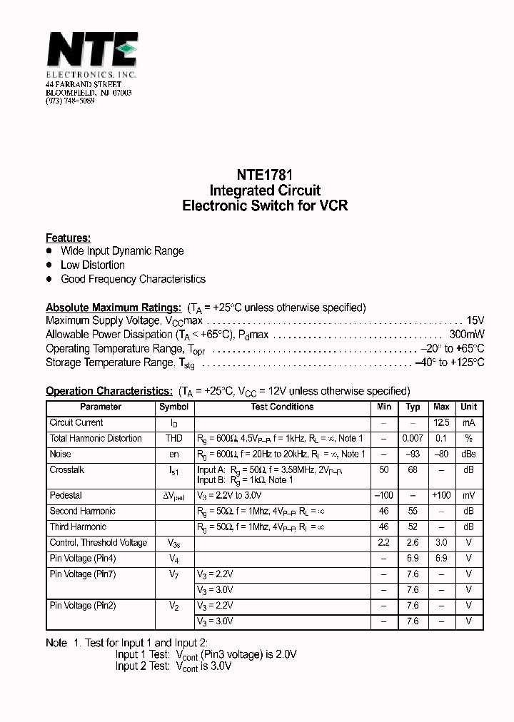 NTE1781_411962.PDF Datasheet