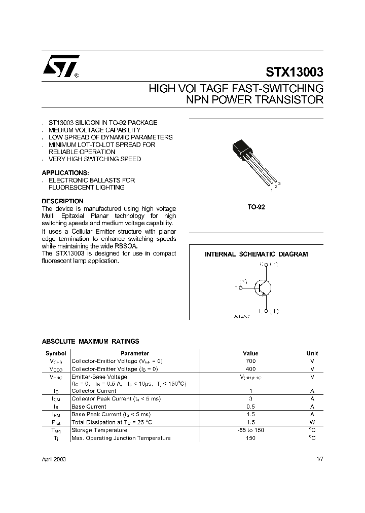 STX13003_390262.PDF Datasheet