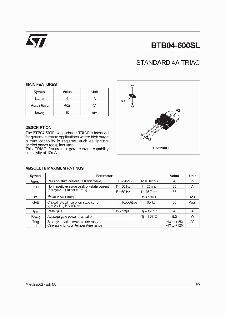 BTB04-600SL_474140.PDF Datasheet