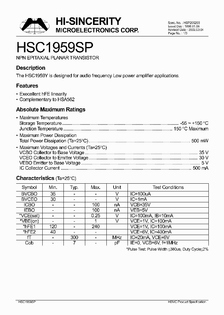 HSC1959SP_475710.PDF Datasheet