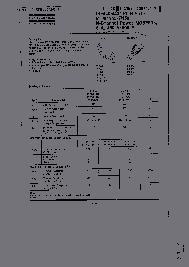 IRF840_474325.PDF Datasheet