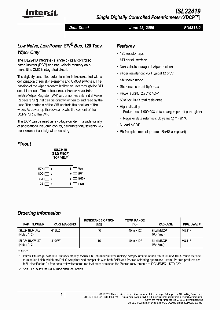 ISL22419UFU8Z_477635.PDF Datasheet